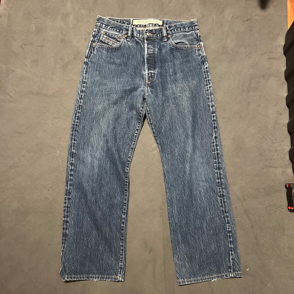 Diesel Kratt Button Fly Jeans Mens 34x28 Blue Relaxed Straight Leg Denim Italy